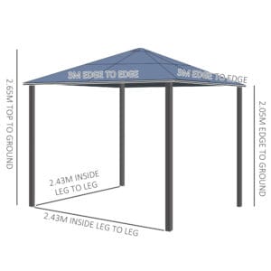 Outsunny 3x3m PC Aluminium Gazebo