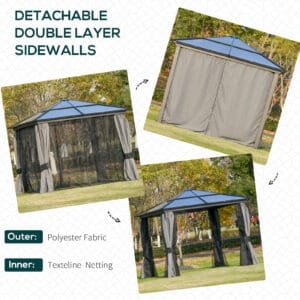 Outsunny 3x3m PC Aluminium Gazebo