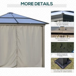 Outsunny 3x3m PC Aluminium Gazebo