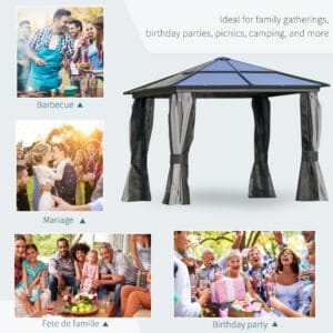 Outsunny 3x3m PC Aluminium Gazebo