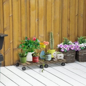 Outsunny 2 Pack Plant Stand With Wheels
