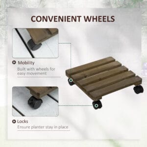 Outsunny 2 Pack Plant Stand With Wheels