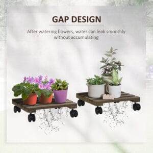 Outsunny 2 Pack Plant Stand With Wheels