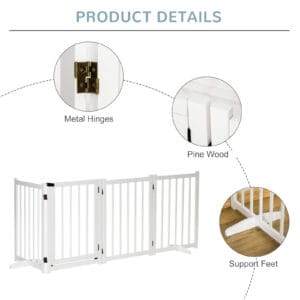 Pawhut Freestanding Pet Gate w/ 2 Feet