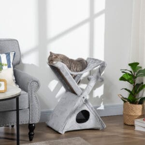 Pawhut Plush Cat Tree Activity Tower Foldable