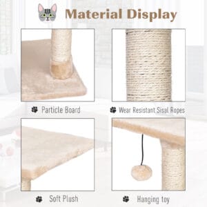 Pawhut 3-Level Cat Tree Scratching Posts