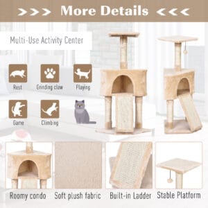 Pawhut 3-Level Cat Tree Scratching Posts