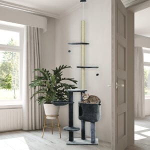 Pawhut 5-Tier Cat Tree Tower Multi-Level Grey