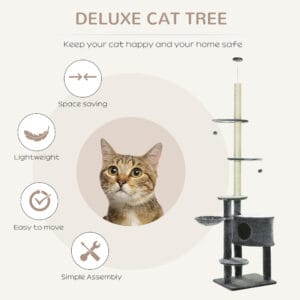 Pawhut 5-Tier Cat Tree Tower Multi-Level Grey