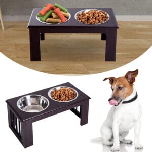 Pawhut Elevated Dog Bowls Double s/s