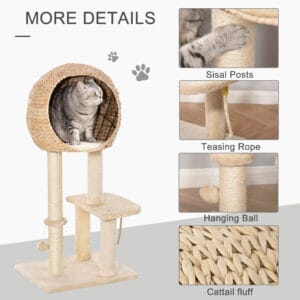 Pawhut Cat Tree Tower Climbing Tower 100cm