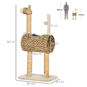 Pawhut Cat Tree Cute Giraffe Play Tower