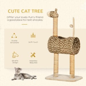 Pawhut Cat Tree Cute Giraffe Play Tower