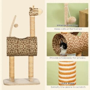 Pawhut Cat Tree Cute Giraffe Play Tower