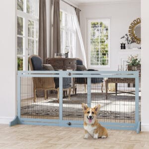 Pawhut Wooden Pet Gate Adjustable