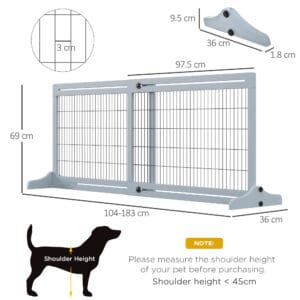Pawhut Wooden Pet Gate Adjustable