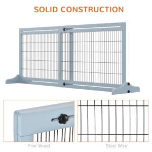 Pawhut Wooden Pet Gate Adjustable