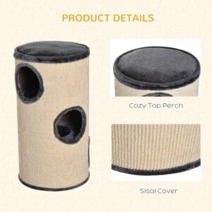 Pawhut Cat Scratching Barrel w/ 3 Dens