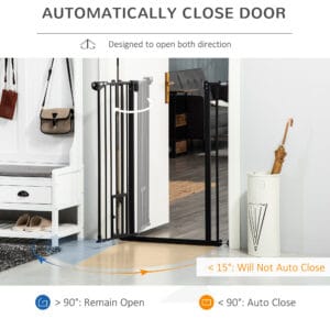 Pawhut Tall Dog Gate w/ Cat Door Auto Close