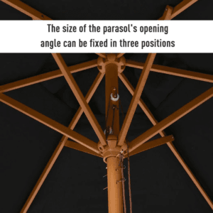 Wood Parasol Sun Shade 2.5m Black