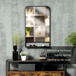 Square Wall Mirror with Shelf 86 x 53cm