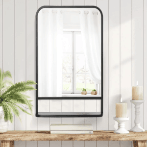 Square Wall Mirror with Shelf 86 x 53cm