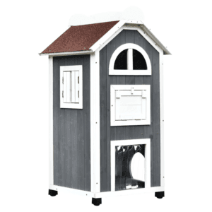 Solid Wood Cat Condo 2-Floor Pet Shelter