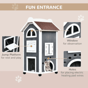 Solid Wood Cat Condo 2-Floor Pet Shelter