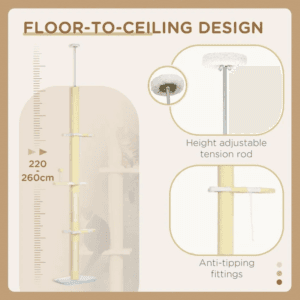 Floor-To-Ceiling Cat Tree 260cm Adjustable