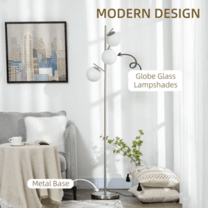Modern Floor Lamp 3 Light Tree Silver