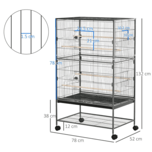 Bird Cage w/ Rolling Stand Slide-Out Tray