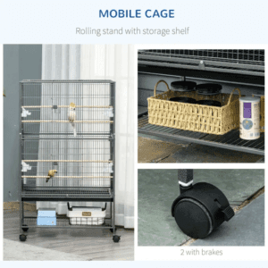 Bird Cage w/ Rolling Stand Slide-Out Tray