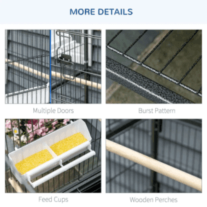 Bird Cage w/ Rolling Stand Slide-Out Tray