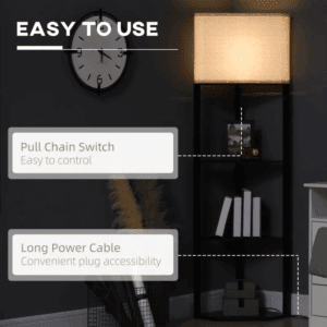 Corner Floor Lamp with Shelves Modern