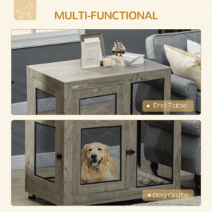 Dog Kennel Furniture End Table w/ Doors