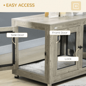 Dog Kennel Furniture End Table w/ Doors