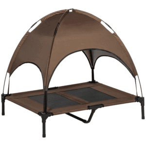 PawHut Elevated Dog Bed w/ Canopy Coffee