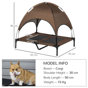 PawHut Elevated Dog Bed w/ Canopy Coffee