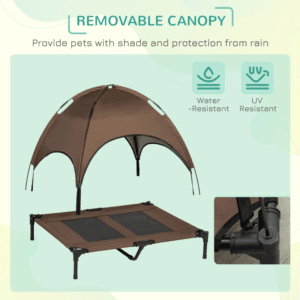PawHut Elevated Dog Bed w/ Canopy Coffee