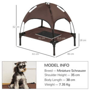 PawHut Elevated Dog Bed w/ Canopy 61cm