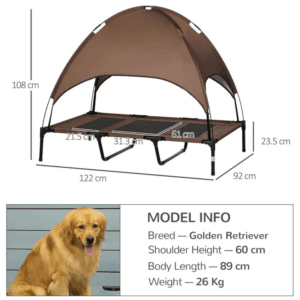 PawHut Elevated Dog Bed w/ Canopy 122cm