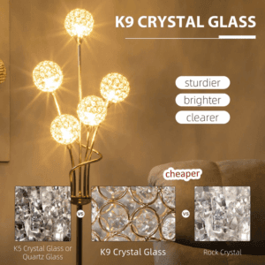Homcom K9 Crystal Floor Lamp 5 Lights