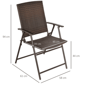Outsunny 2pcs Rattan Chair w/ Armrest