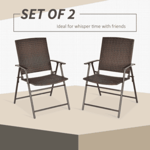 Outsunny 2pcs Rattan Chair w/ Armrest