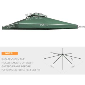 Outsunny 3m 2 Tier Gazebo Top Cover