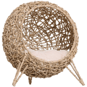 PawHut Wicker Cat Bed Ball-Shaped Rattan