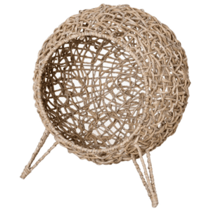 PawHut Wicker Cat Bed Ball-Shaped Rattan