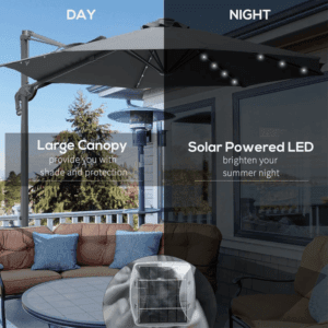 Outsunny Cantilever Parasol Solar Lights 3m