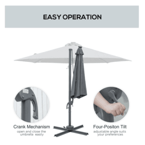 Outsunny Cantilever Parasol Solar Lights 3m