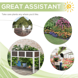 Outsunny Elevated Wooden Planter